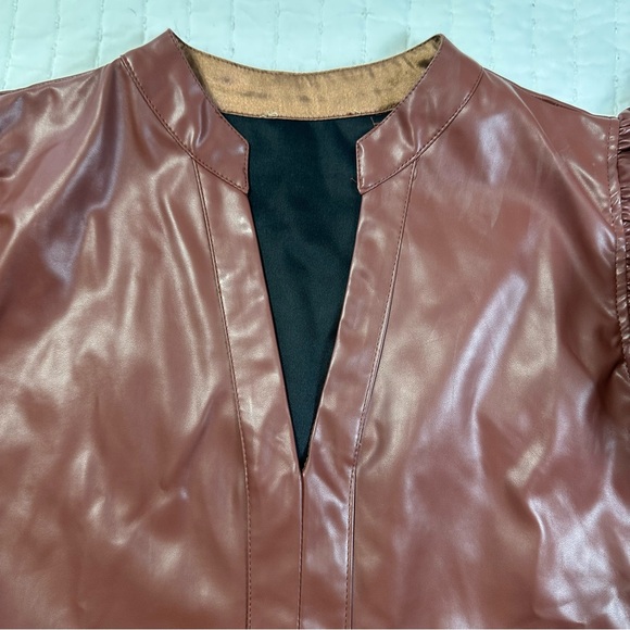 Entro Gliding Along Charlene Dress Chocolate Faux Leather Tiered Dress - Picture 15 of 16